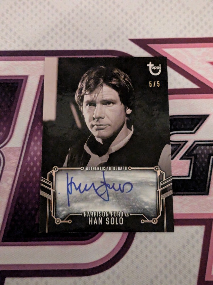 Topps Star Wars Black and White ROTJ Han Solo Harrison Ford Autograph 5/5 OMEGA