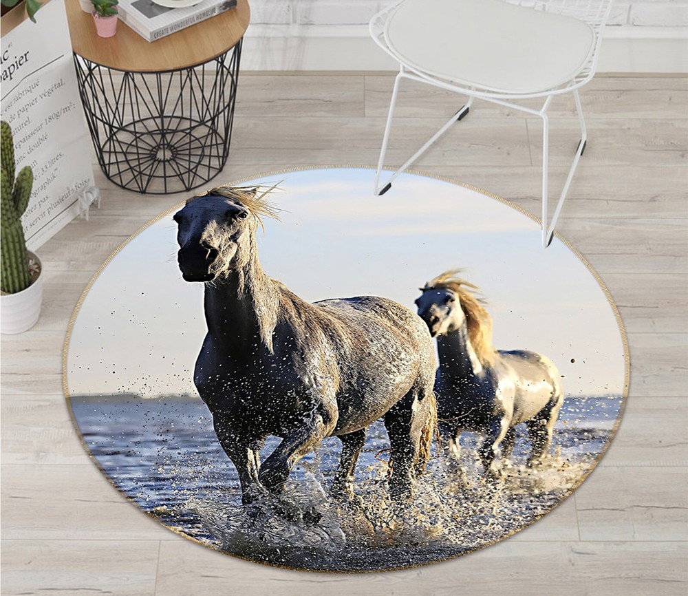 3D Running Horses AHO186922 Animal Non Slip Rug Mat Elegant Photo Carpet Romy