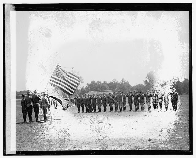 Fort Humphreys Virginia 1925 Army Troops Inspection with American Flag