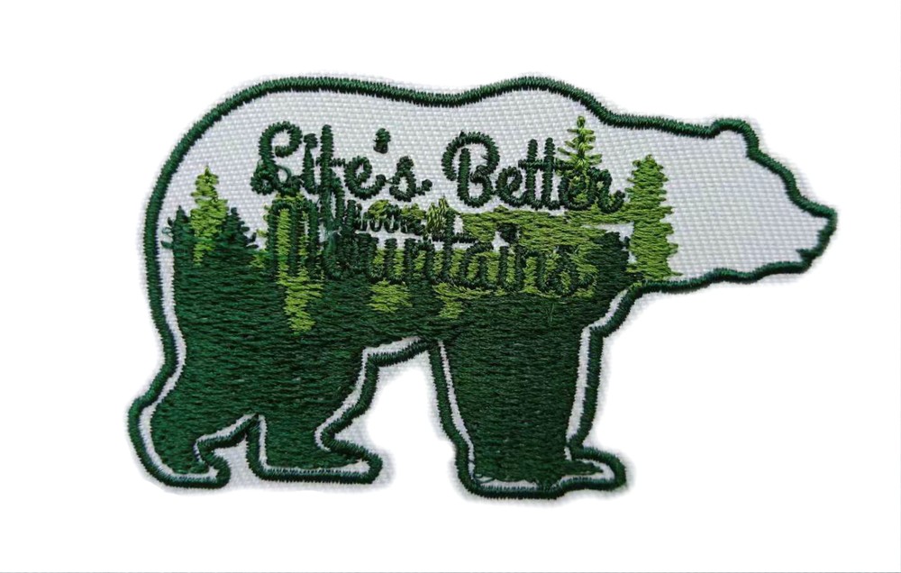 Life Is Better in the Mountains Bear Patch Embroidered Iron-On Applique Souvenir