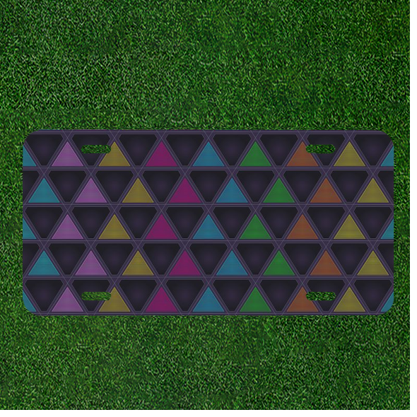 Custom Personalized Car License Plate With Background Colorful Triangle