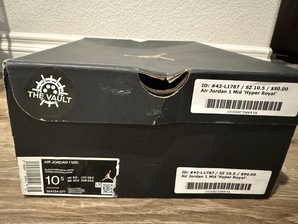 Jordan 1 Mid Hyper Royal Sneakers Size 10.5