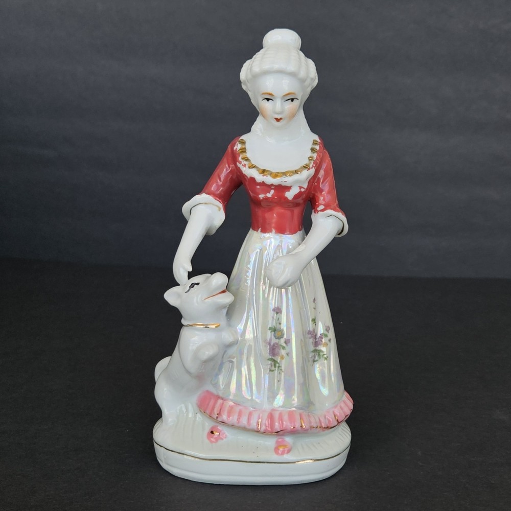 Vintage Girl With Dog Porcelain Figurine