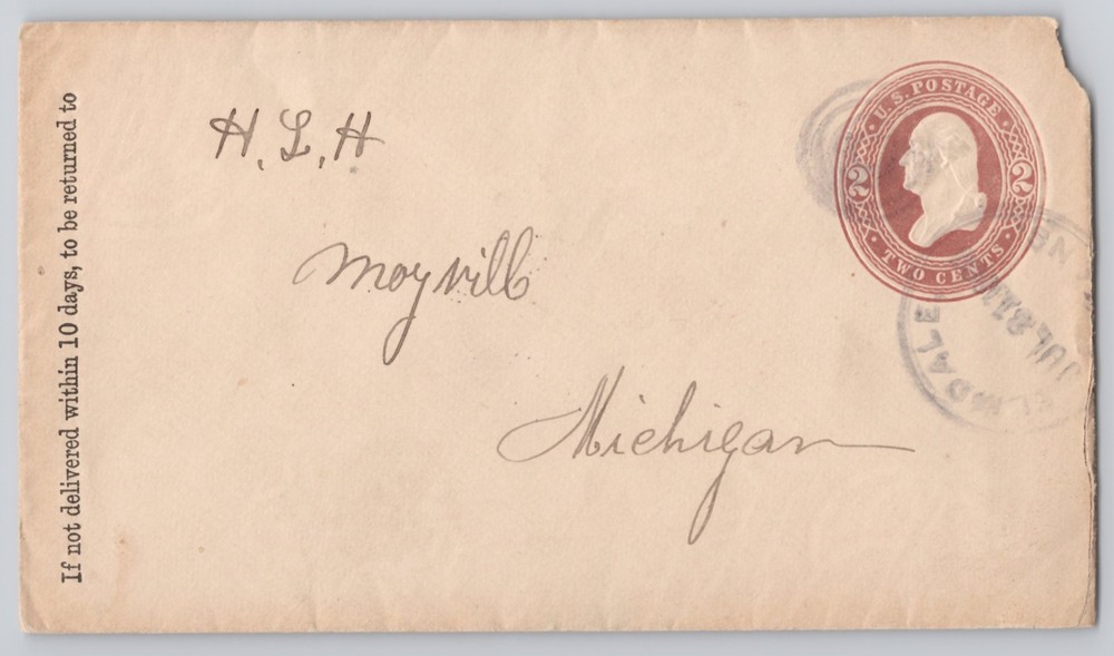 U.S. 2c Postal Stationery Envelope, Washington Indicia, 'If Not Delivered' Line