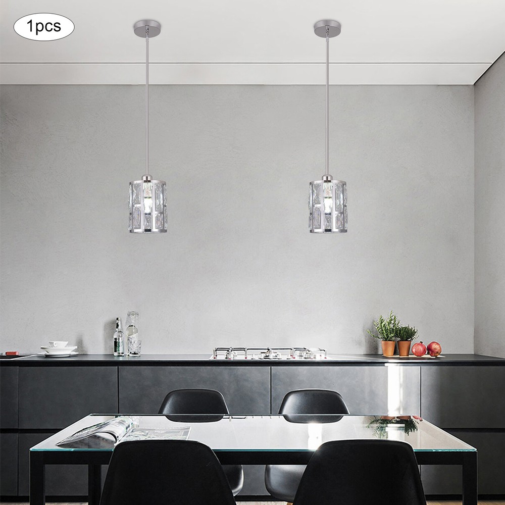 Modern Crystal Pendant Light with Adjustable Height for Ceiling Mount