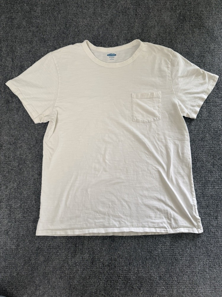Vintage Slub White Pocket T-shirt Size L