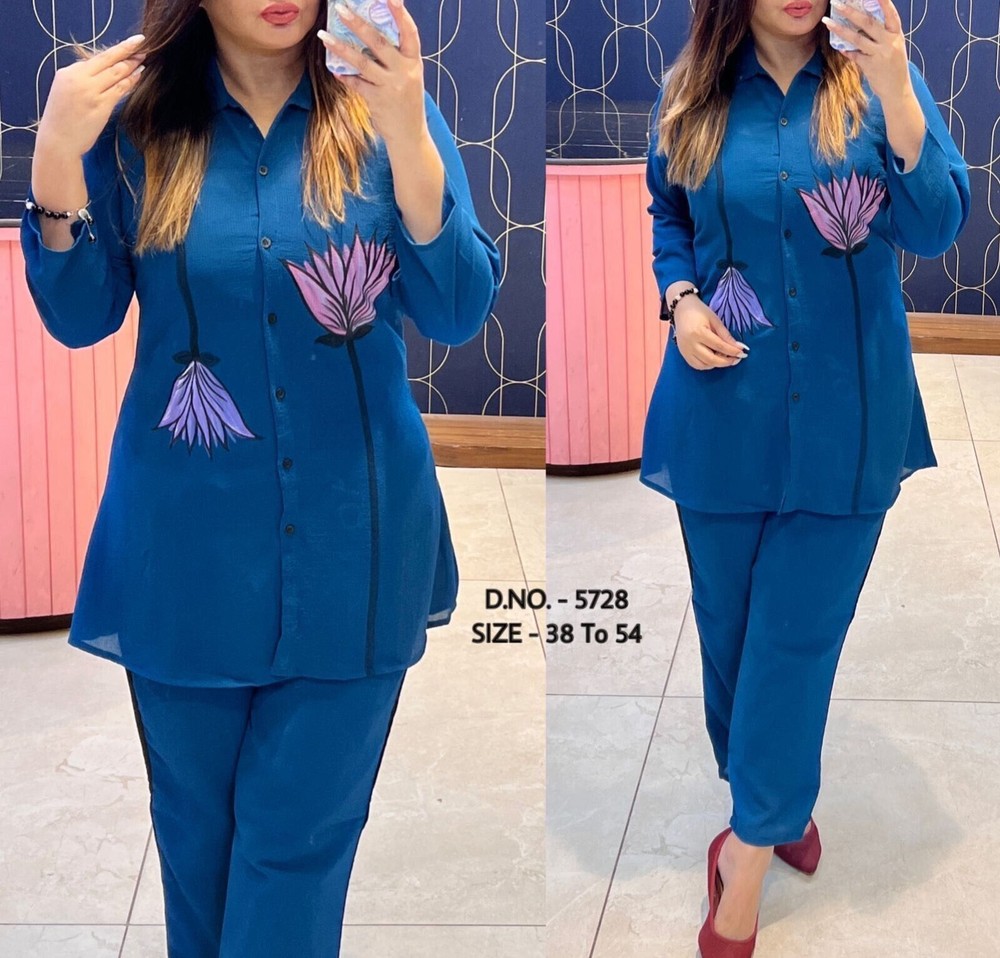 Beautiful Cotton Hand Brush Print Work & Cordset, Shirt With Pant Plus size,7XL