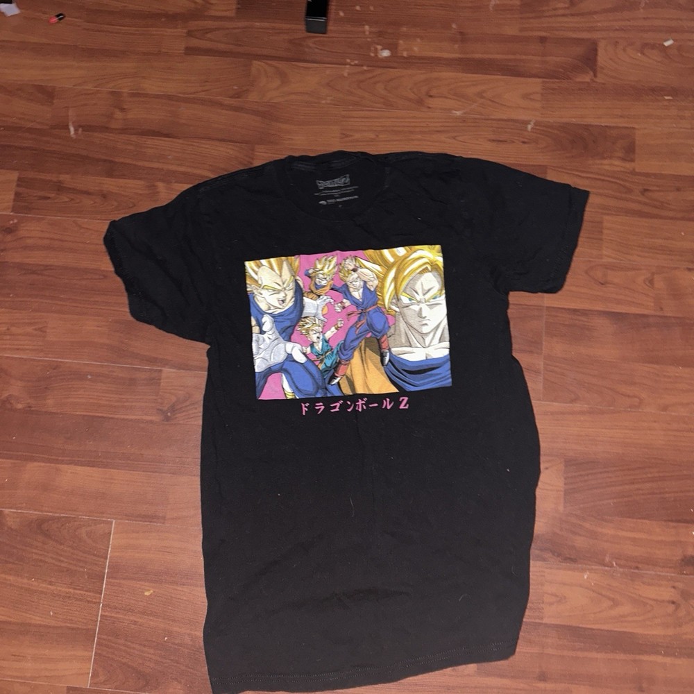 Dragon Ball Z Super Saiyan Goku Vegeta Graphic Print Black T-Shirt Men L