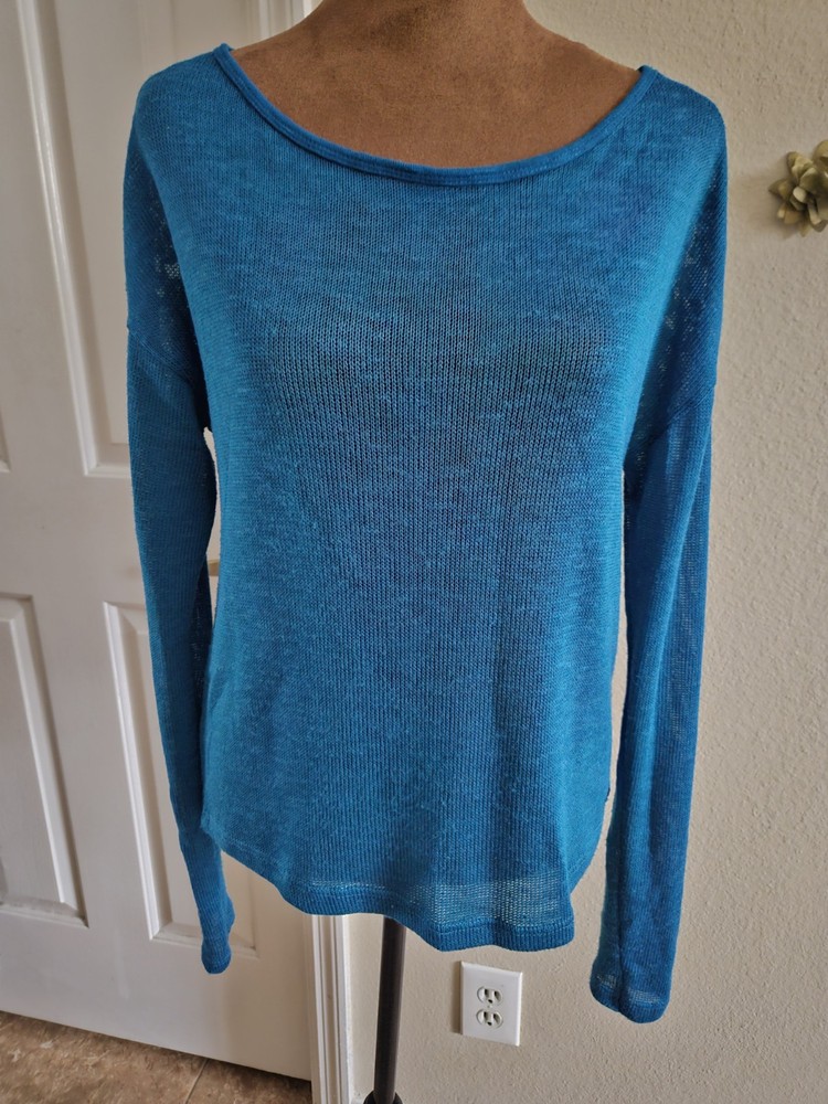 Aeropostale Turqouise Knit Top Women's Medium Long Sleeve