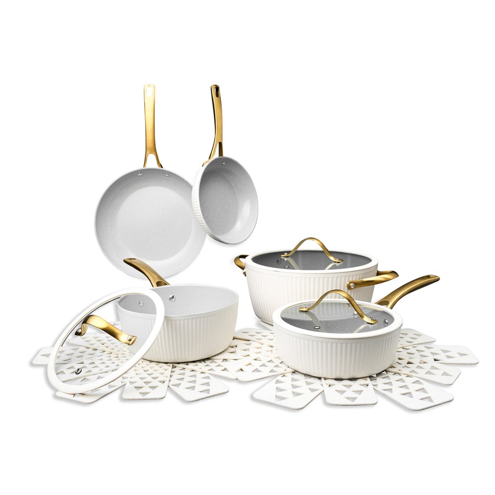 Thyme and Table 12 Piece Nonstick Aluminum Cookware Set Gold Pvd