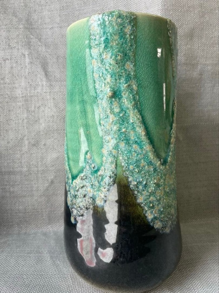 Shigaraki Ware Blue-Green Kiln Variation Vase Blue Glaze Cerami
