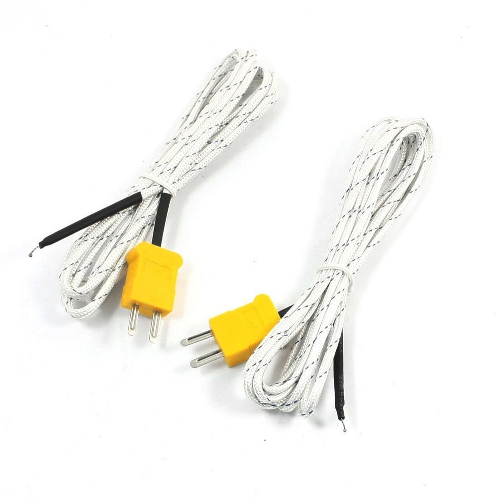 2PCS K Type 0-400C Temperature Sensor Thermocouple Probe 2 Meter 6.6Ft White