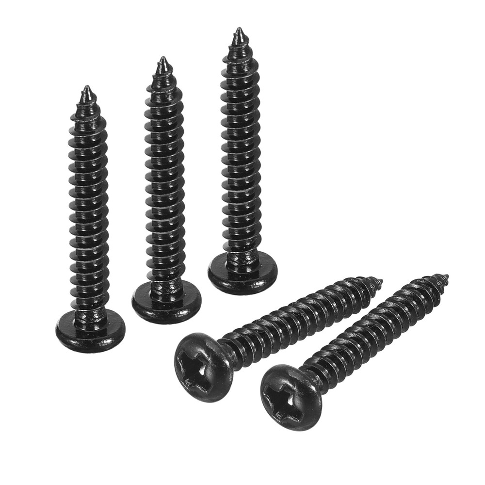 3mm x 20mm Phillips Pan Head Self-tapping Screw, 100pcs Round Head (Black)