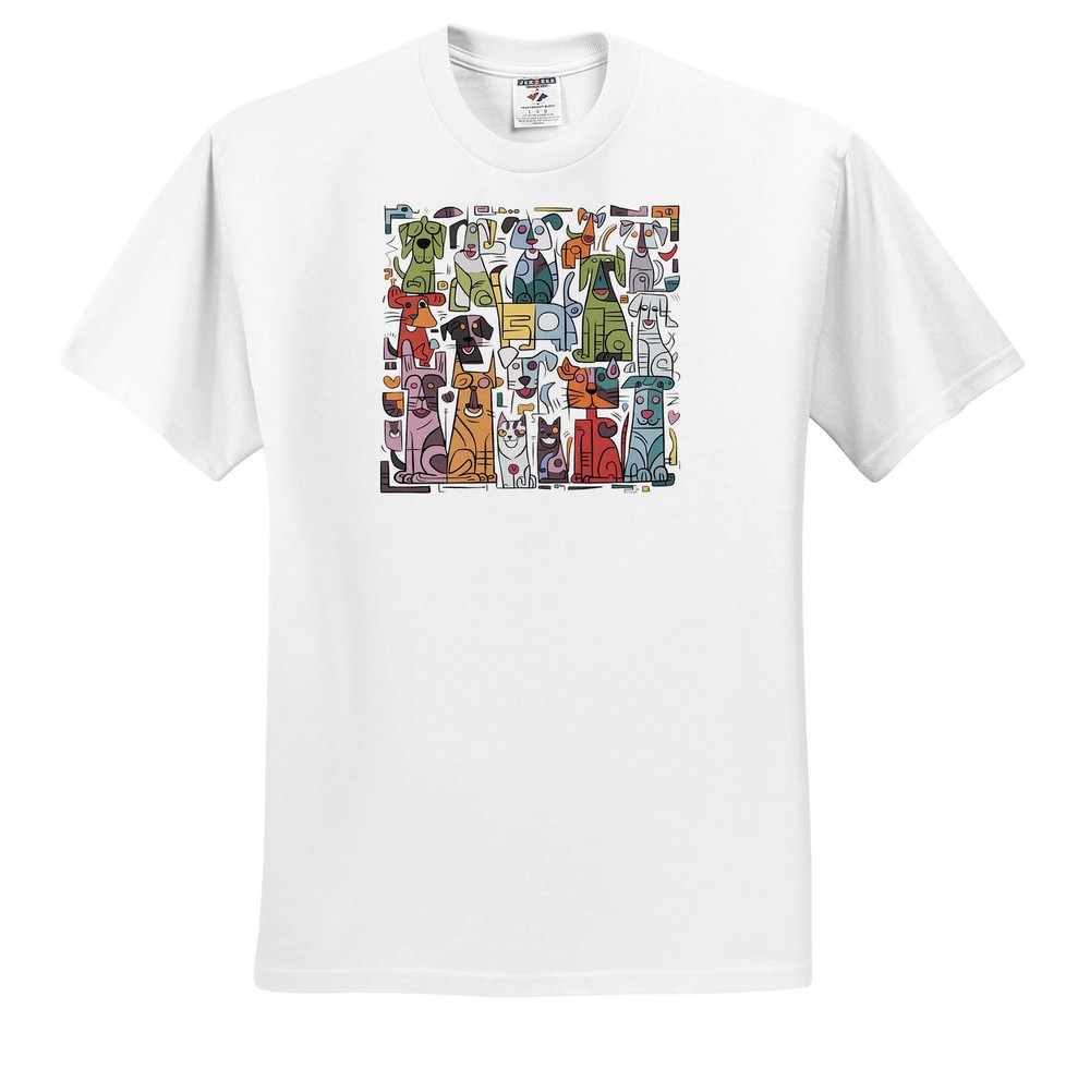 3DRose Funny Cool Abstract Rescue Dog Pattern Animal T-Shirt