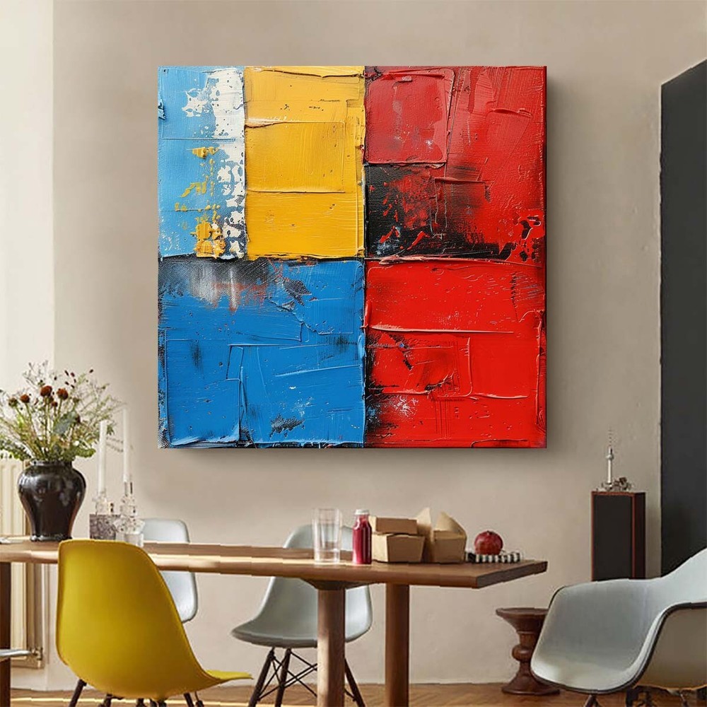 blue Abstract oil Painting on Canvas Art Hand Painted Thick Texture Living Room