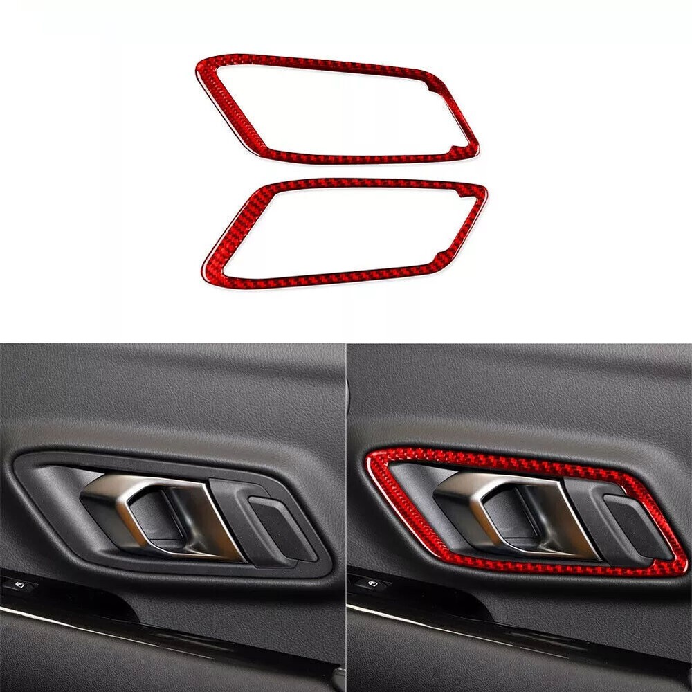 2Pcs Red Carbon Fiber Interior Door Handle Frame Decal For GR Supra A90 2020-22