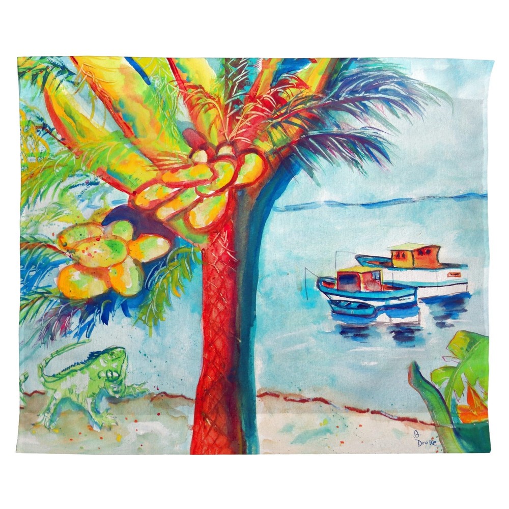 Betsy Drake Cocoa Nuts & Boat Outdoor Wall Hanging 24x30