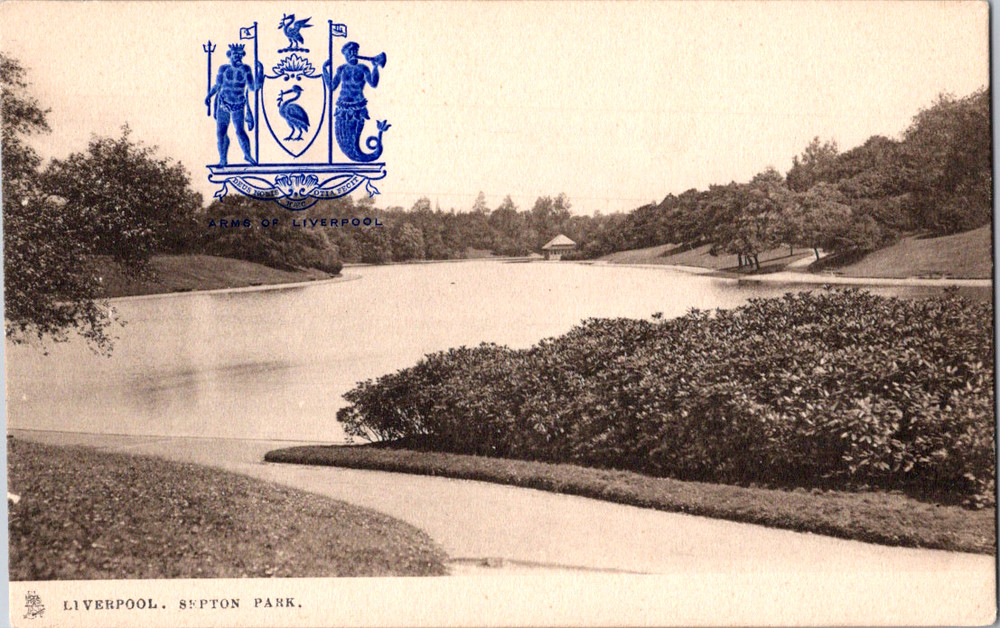 Vintage Postcard Liverpool England Sefton Park Scenic Landscape Elegant View