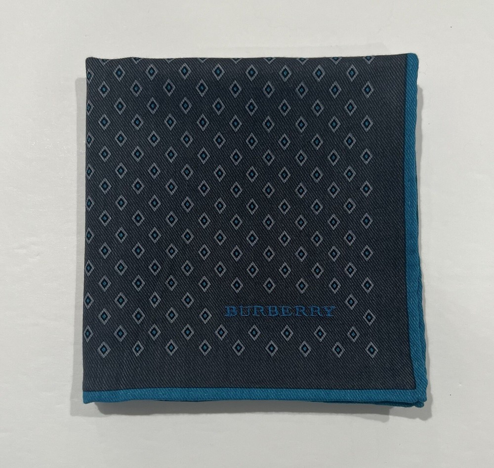 Burberry Vintage Handkerchief Dark Gray Men Art Classic Pocket Square Cotton 20“