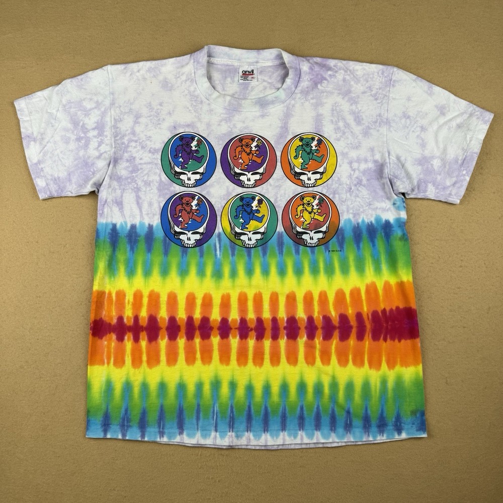 Vintage Anvil 90s Grateful Dead Tie Dye T Shirt Mens XL Dancing Bear GDM Lot EUC