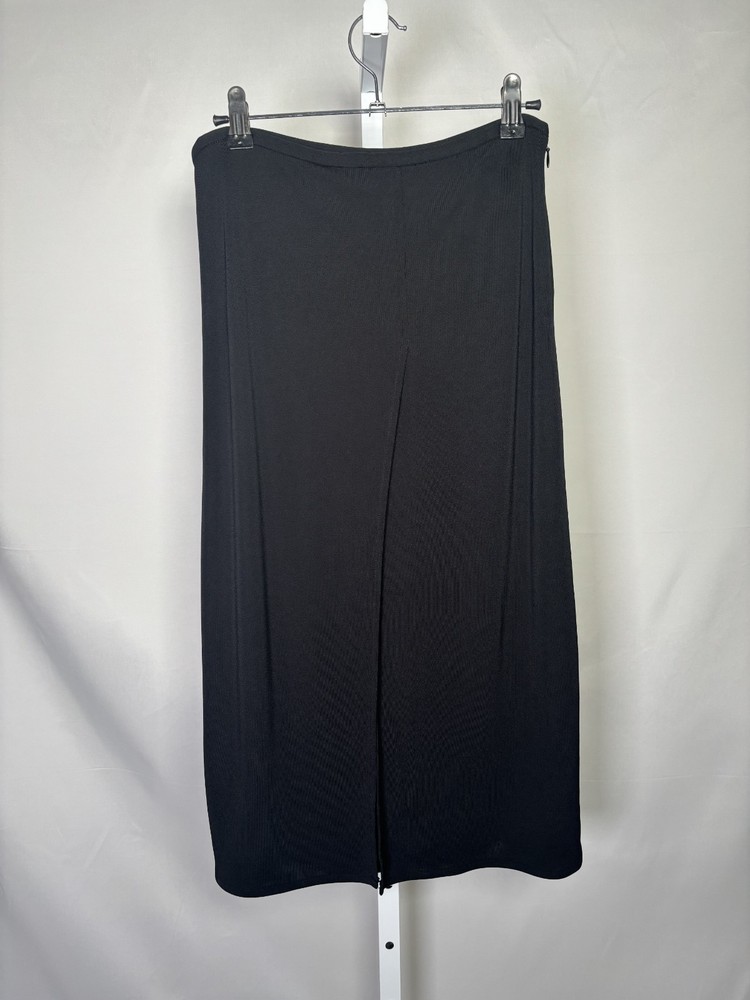 DKNY Women's Skirt, Black, Size S, Cotton, Front & Back Slit midi pre owned