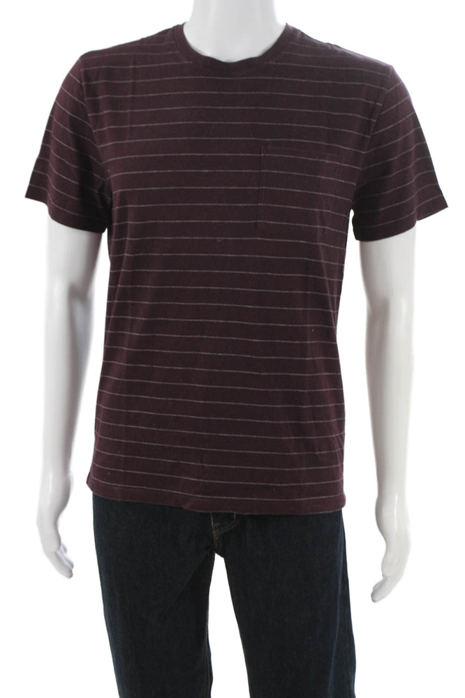 Vince Mens Striped Purple Pima Cotton Crew Neck Short Sleeve T-Shirt Size SFree Shipping in US $100+ Orders | $6.95 Orders Below