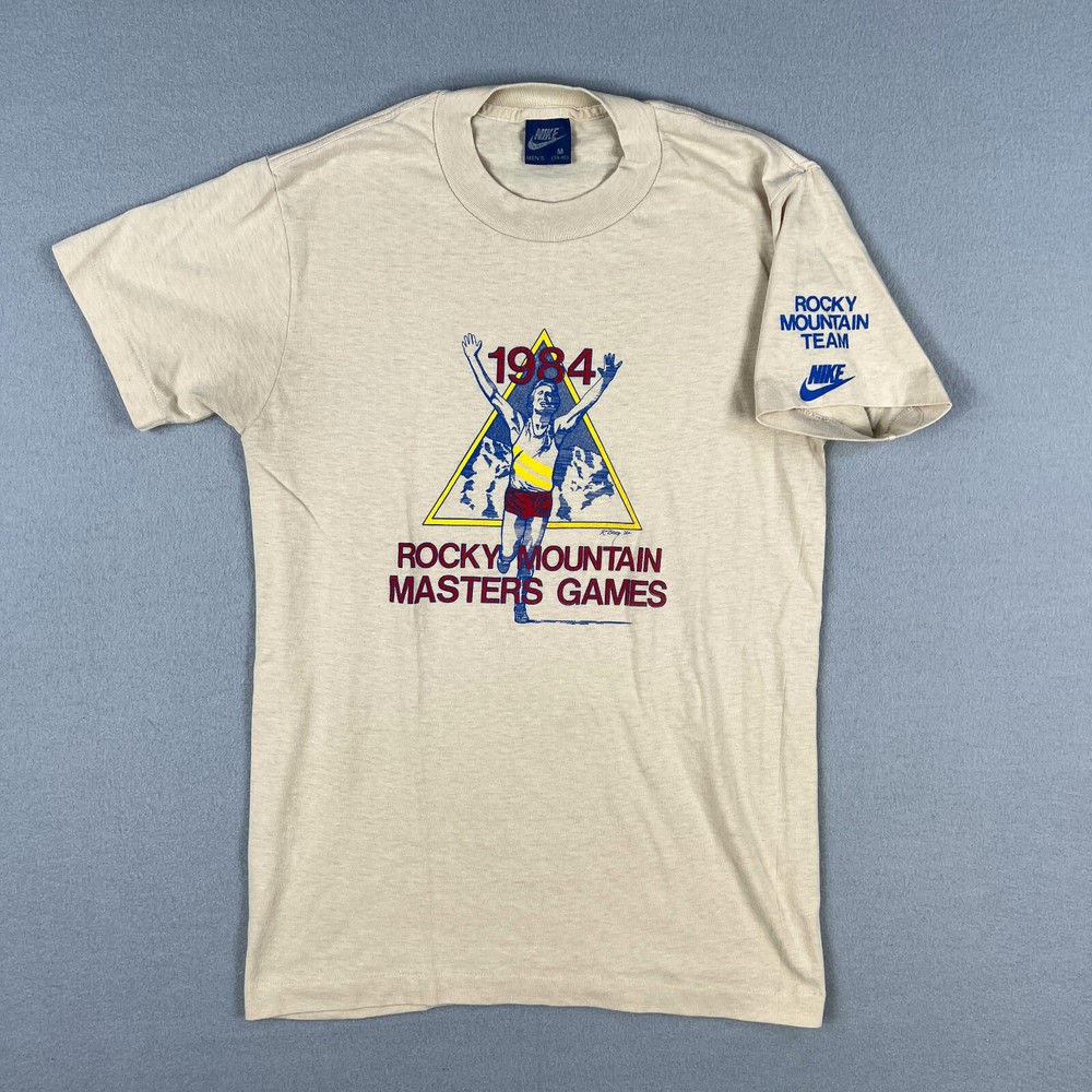 VTG 1984 Nike Rocky Mountain Masters Games T Shirt Fits Small Marathon Rare USA