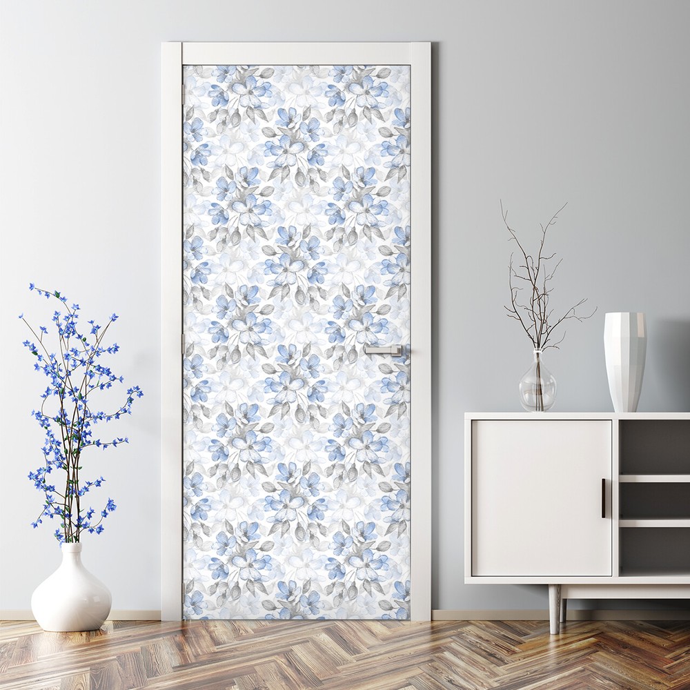 Bubble Free Door sticker Delicate flowers Floral wall cover self adhesive art