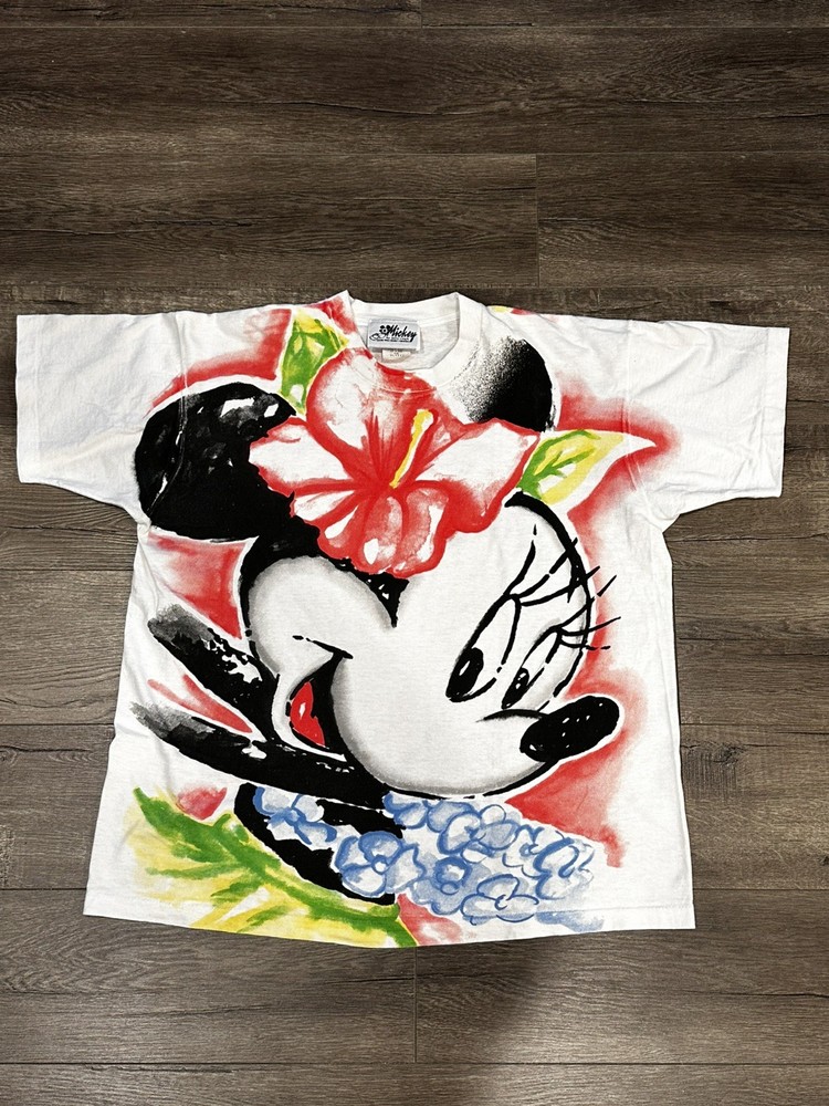 Vintage Disney Jerry Leigh Mickey Mouse AOP T-Shirt Single Stitch Size XL