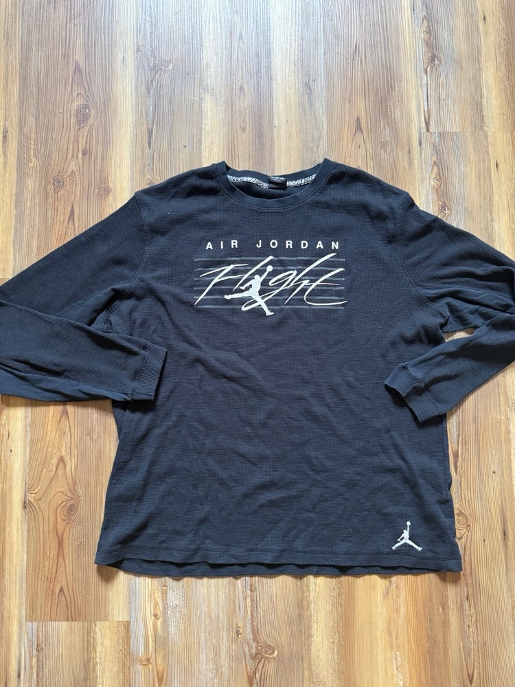Jordan Air Jordan Flight Men's Black Long Sleeve Graphic Print Cotton T-Shirt