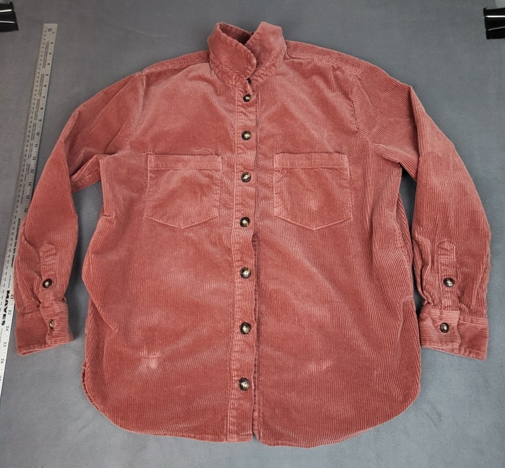 Madewell Corduroy Button Up Shirt Women Medium Pink Long Sleeve Casual Core