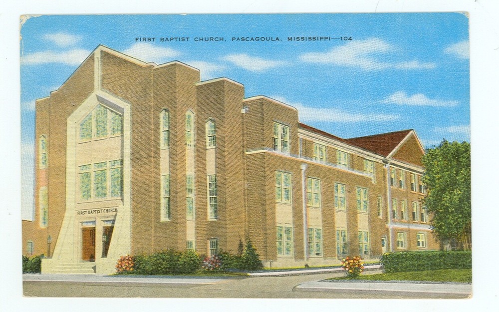 Pascagoula, Mississippi-First Baptist Church-Linen-#104-(Ms-Nopmisc)