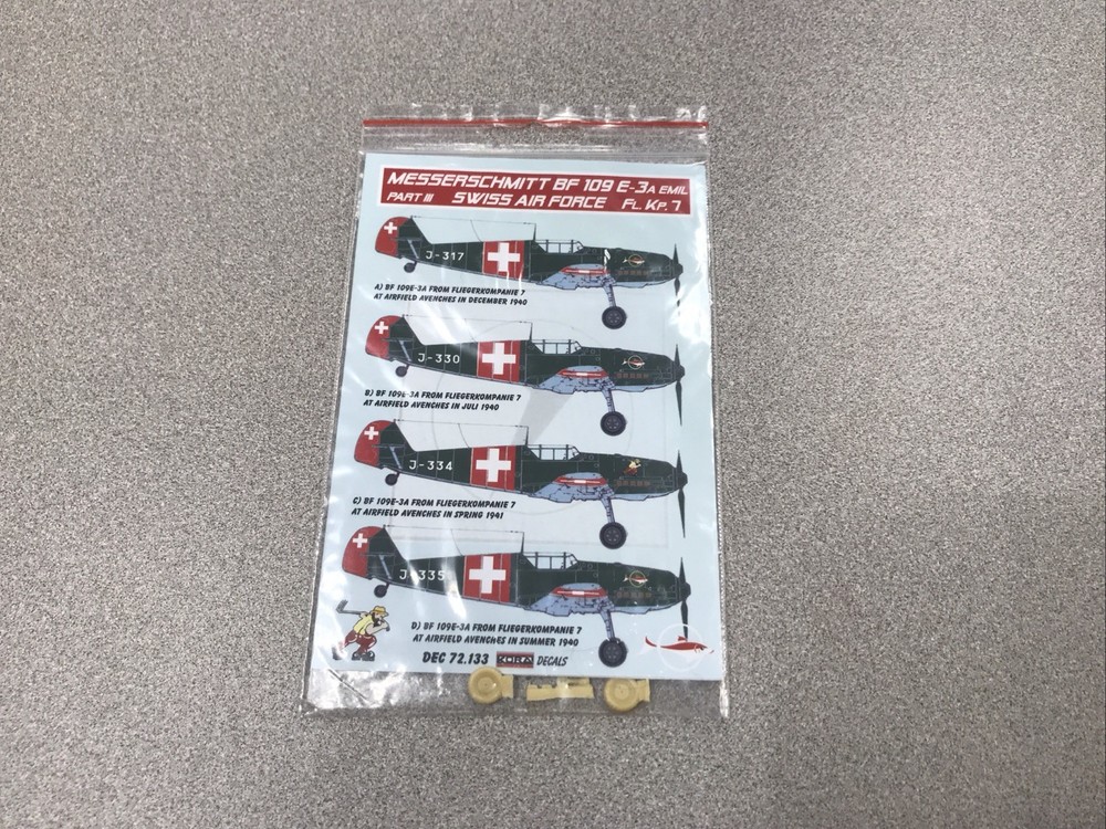 1/72 Kora Decals #DEC27.133 Swiss Messerschmitt Bf 109 E-3 AMIL Pt. III KH