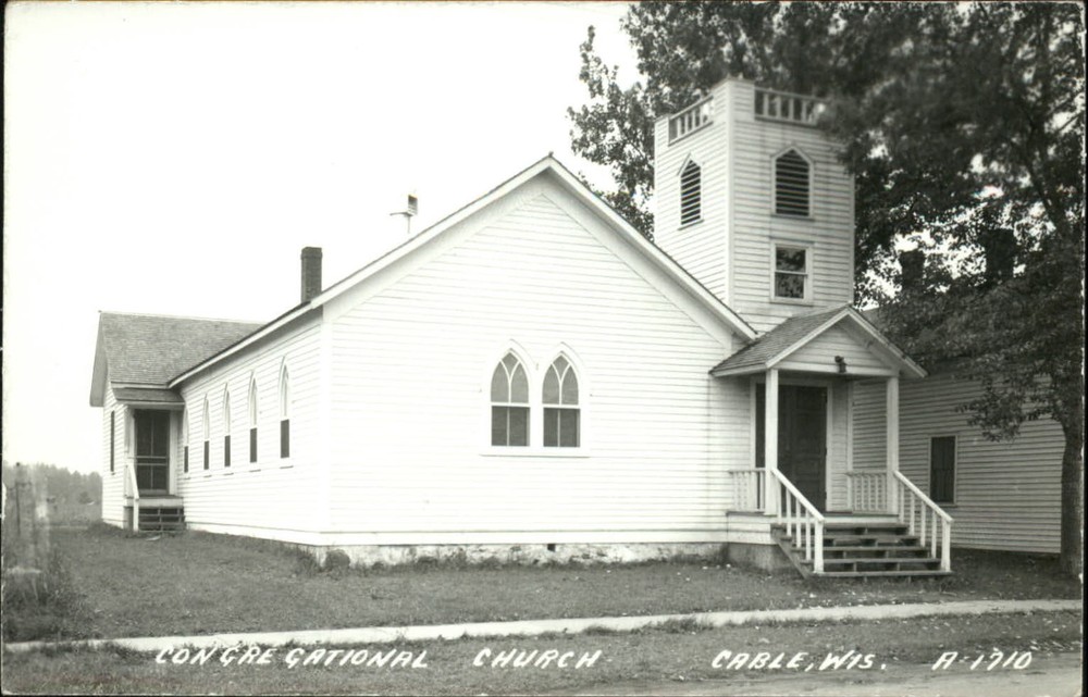 RPPC Cable Wisconsin Congregational Church unused real photo postcard
