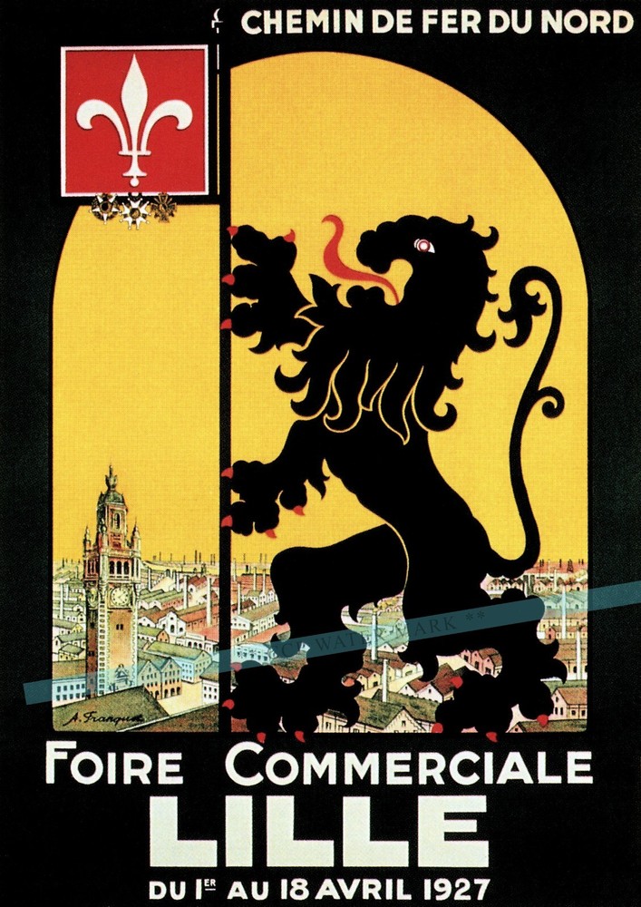 Lille France 1927 Commercial Fair Logo Vintage Poster Print Retro Style Art