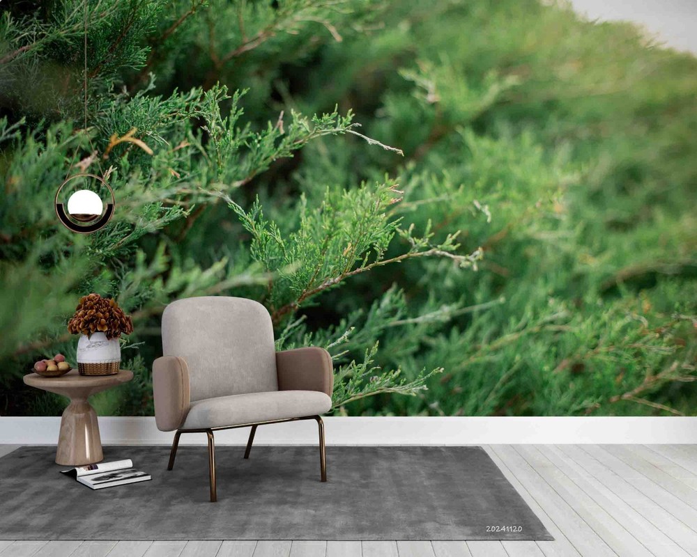 3D Green Pine Branches Close-up Wall Murals Wallpaper Murals Wall Sticker