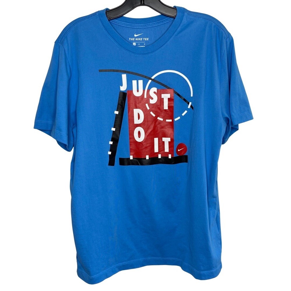 NIKE T-Shirt Men Medium Blue Just Do It Abstract JDI Graphic Tee Retro-image