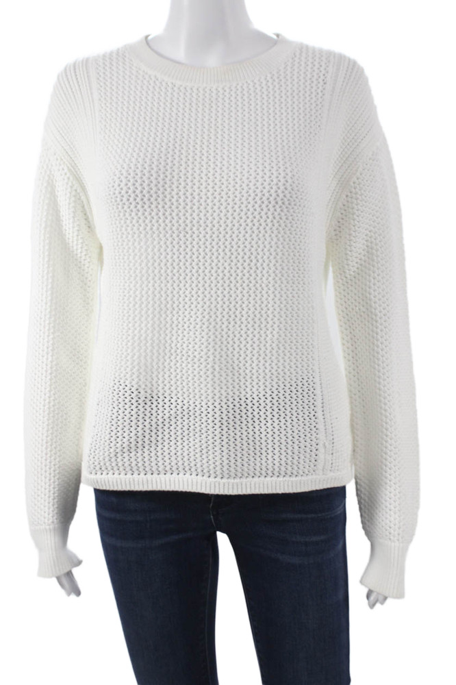 Vince Womens Cotton Pullover Sweater Crew Neck Long Sleeve White Size MFree Shipping in US $100+ Orders | $6.95 Orders Below