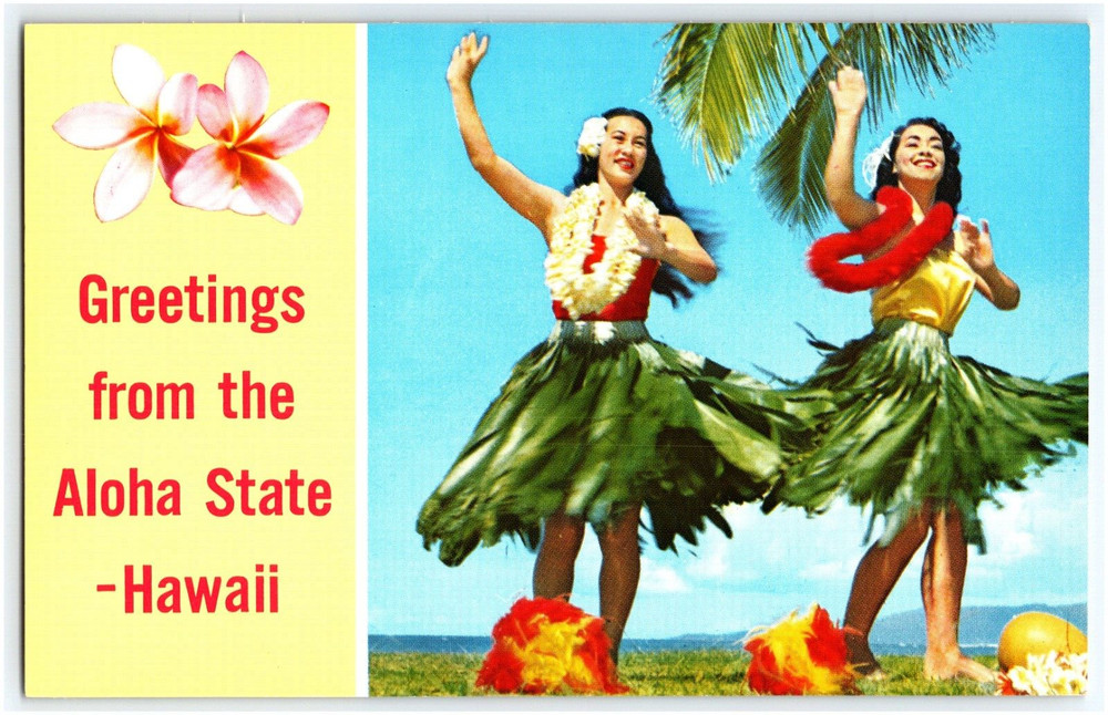 Greetings From The Aloha State Lovely Hawaiian Hula Maidens Hawaii Postcard