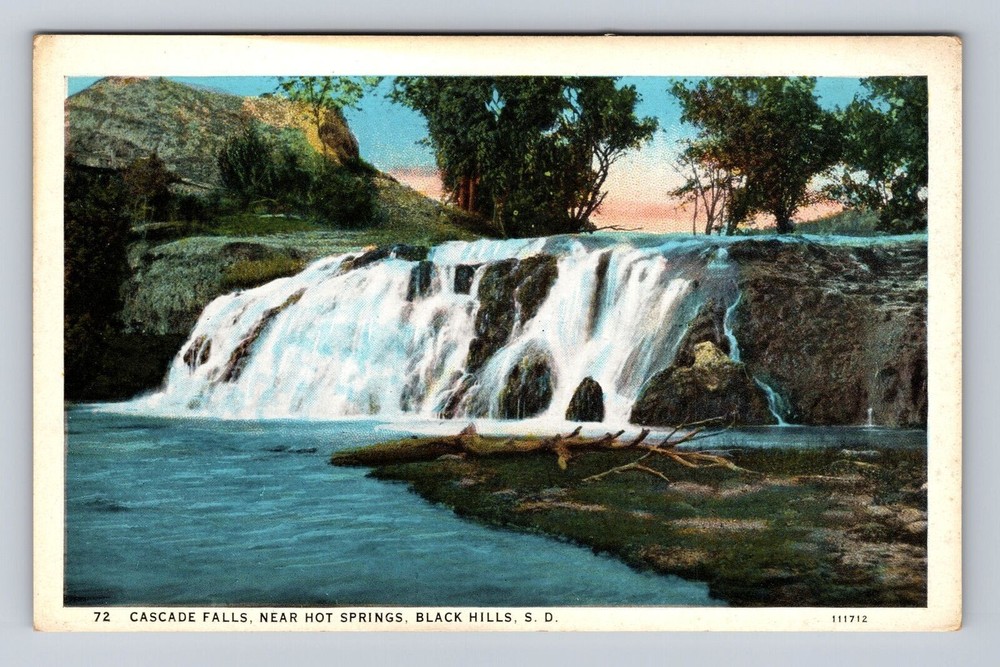 Black Hills SD-South Dakota, Cascade Falls, Antique, Vintage Souvenir Postcard