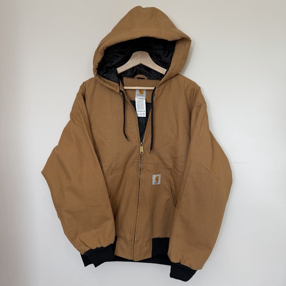 CARHARTT Detroit Mens Reworked Canvas Vintage Tan Brown Bomber Jacket Large L