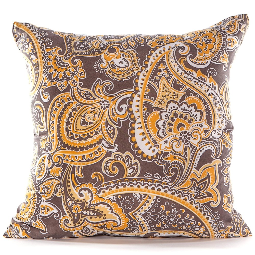Gouchee Yellow Paisley 18x18 Inch Accent Pillow