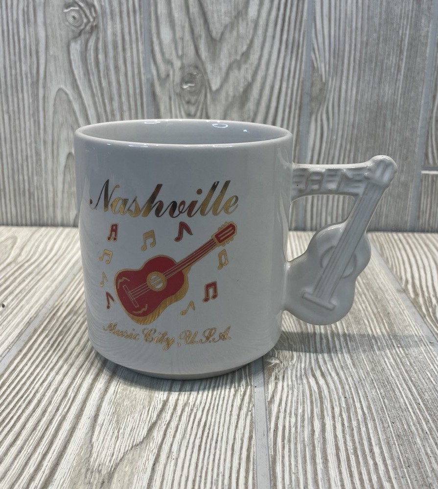 Music City USA Coffee Cup Mug Ceramic White Nashville TN Vintage Made in Korea