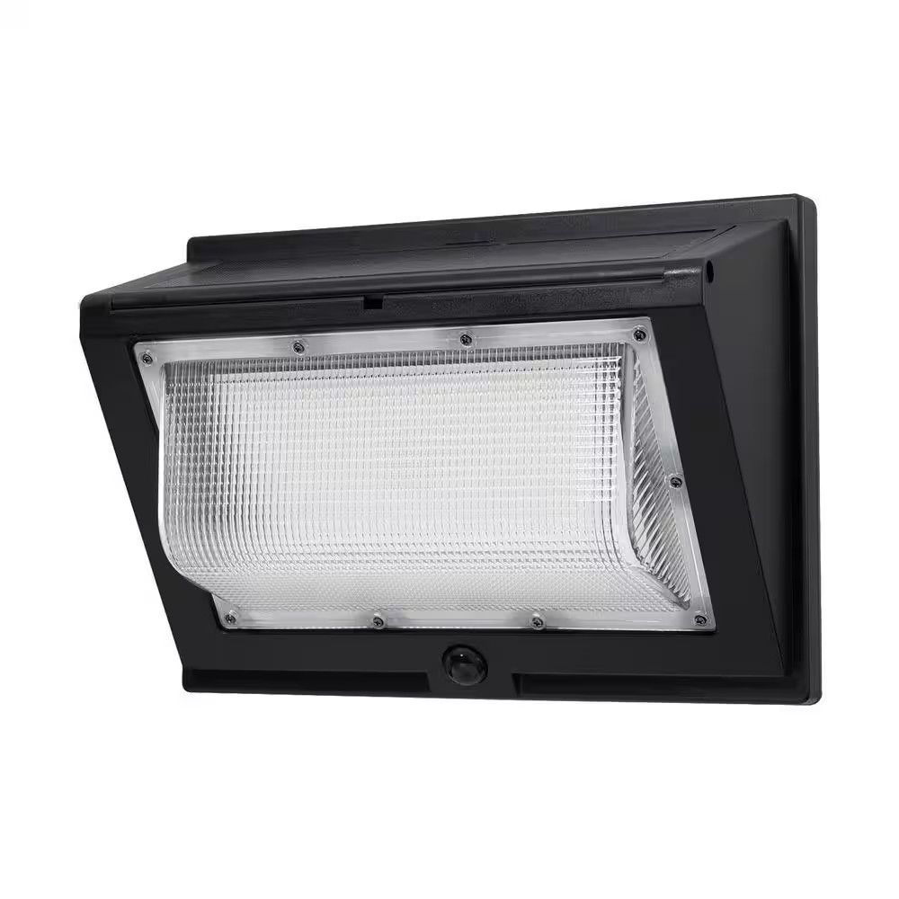 120-Watt Equivalent Integrated LED Black Dusk to Dawn Solar Wall Pack Light with