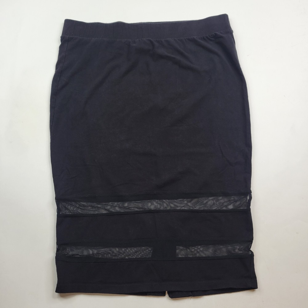Torrid Women's Size 1 14/16 Black Pull On Elastic Waist Mesh Panels Pencil Skirt