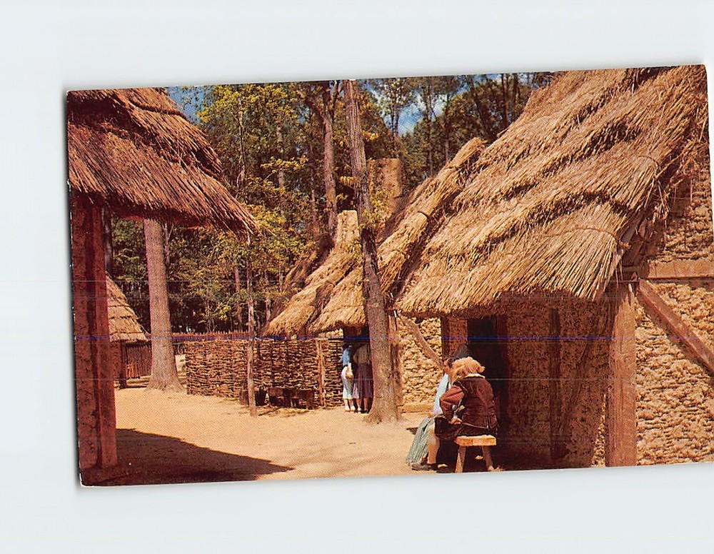 Postcard Scene in James Fort Jamestown Festival Jamestown Virginia USA