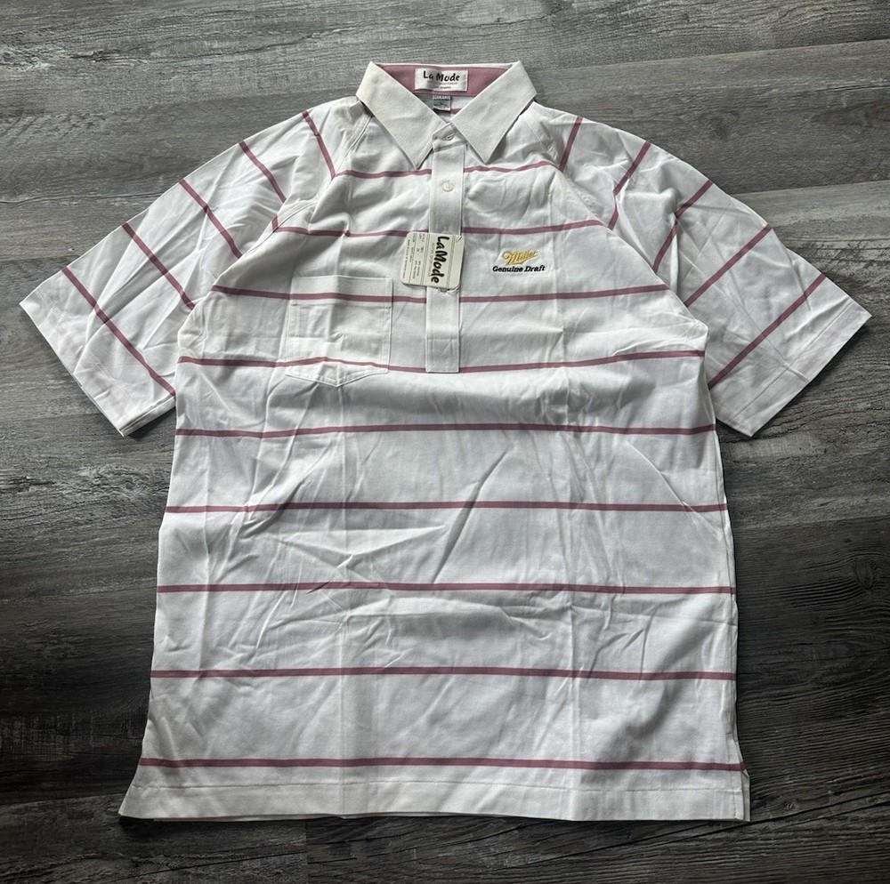 Vintage 90s Single Stitch  Miller Lite  Polo RARE Beer Sz L NWT