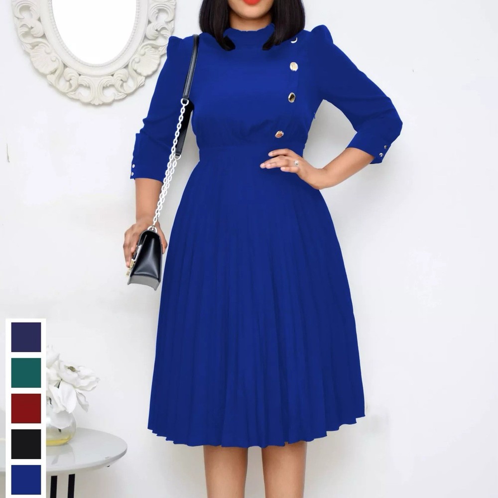 Midi Elegant Pleated Women Dresses Sweet Cotton Comfortable.