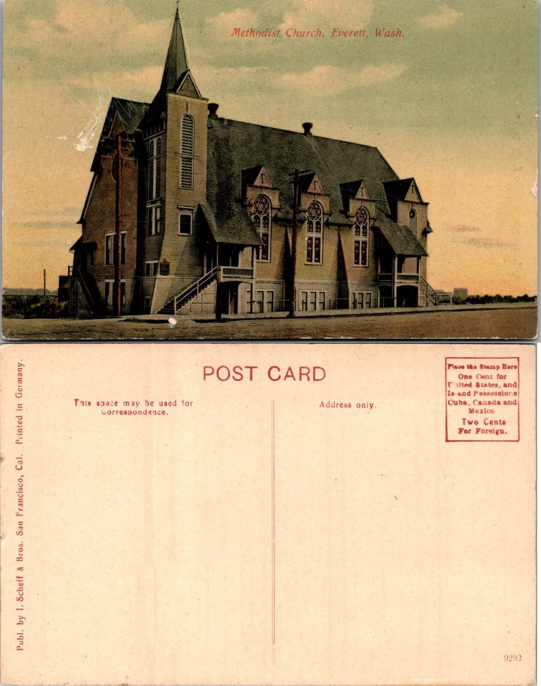 Methodist Church Everett Washington WA Postcard
