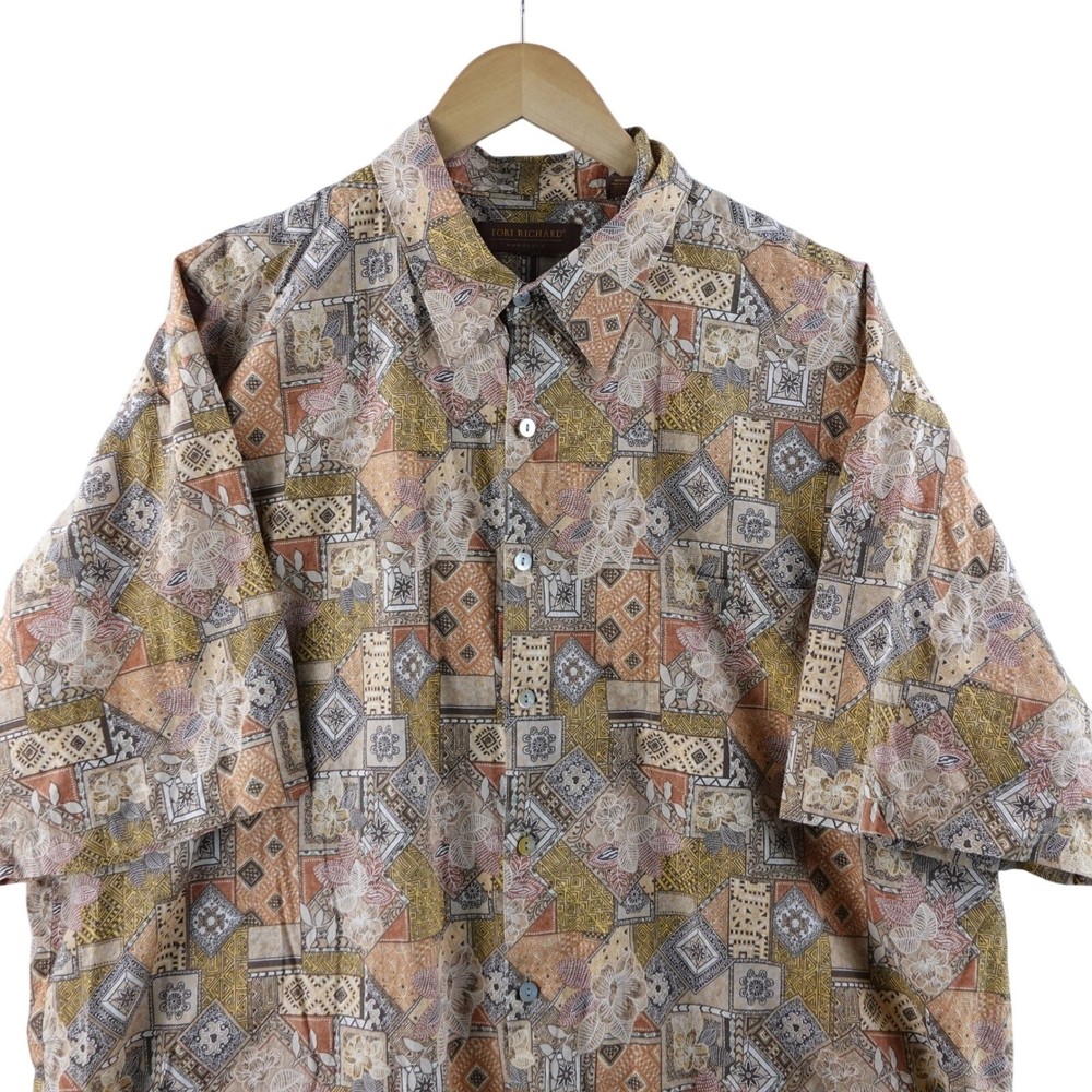 Tori Richard Men 2XL Hawaiian Shirt Button Up Short Sleeve Print Design Honolulu